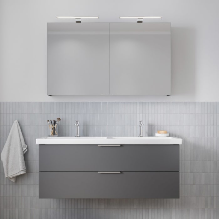 Steinkamp Living 2.0 / Villeroy & Boch Subway 3.0 Doppelwaschtisch mit Unterschrank 130 cm