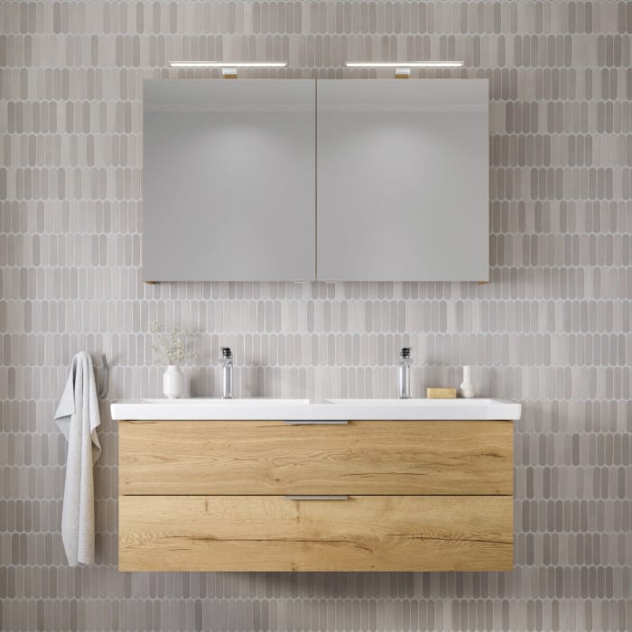 Steinkamp Living 2.0 / Villeroy & Boch Subway 3.0 Doppelwaschtisch mit Unterschrank 130 cm