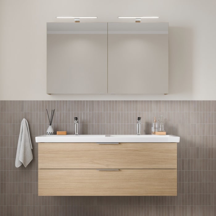 Steinkamp Living 2.0 / Villeroy & Boch Subway 3.0 Doppelwaschtisch mit Unterschrank 130 cm