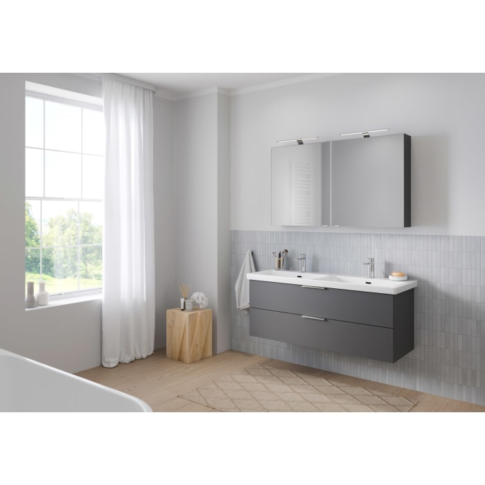 Steinkamp Living 2.0 / Villeroy & Boch Subway 3.0 Doppelwaschtisch mit Unterschrank 130 cm