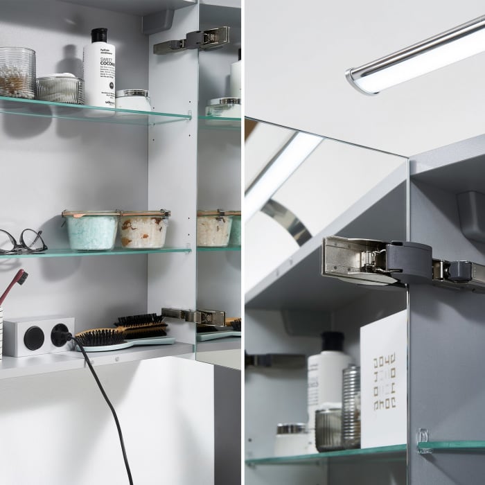 Steinkamp Living 2.0 / Villeroy & Boch Subway 3.0 Badmöbel Set 130 cm mit Spiegelschrank, 3 Türen