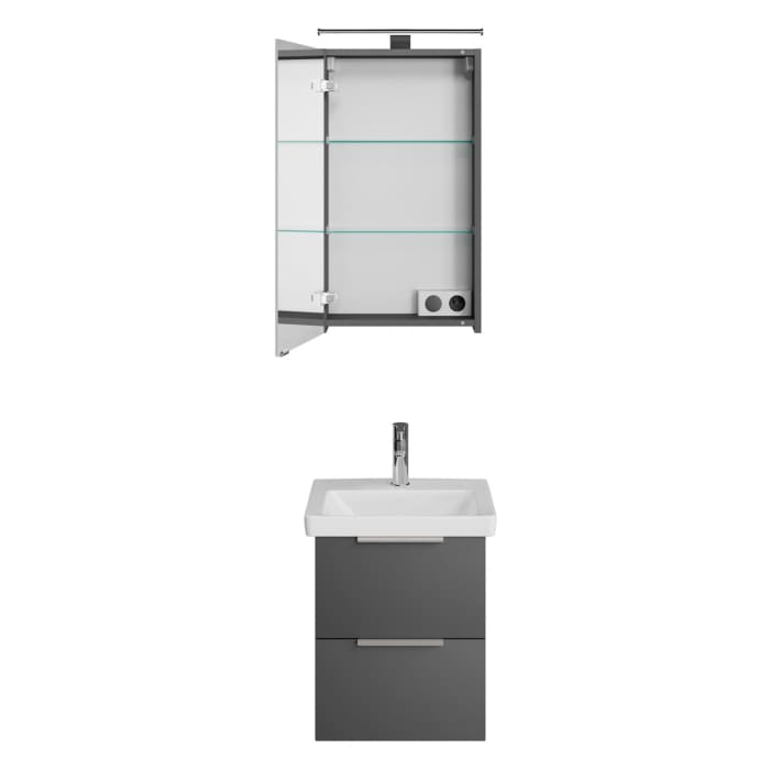 Steinkamp Living 2.0 / Villeroy & Boch Subway 3.0 Badmöbel Set 50 cm mit Spiegelschrank