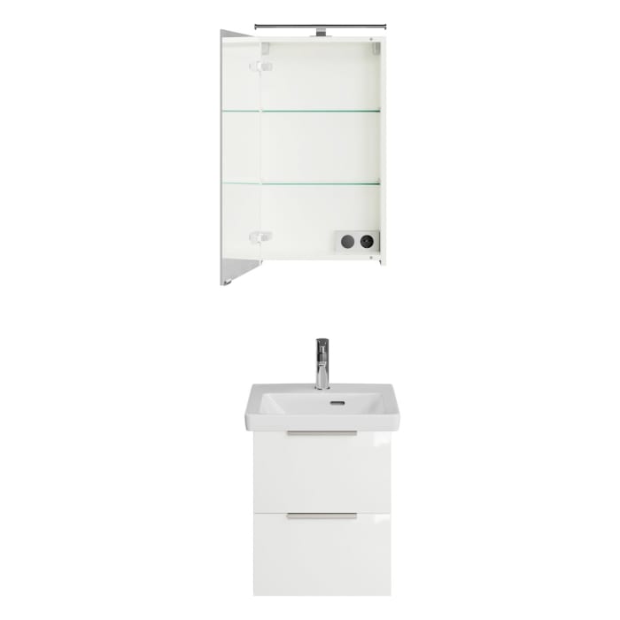 Steinkamp Living 2.0 / Villeroy & Boch Subway 3.0 Badmöbel Set 50 cm mit Spiegelschrank