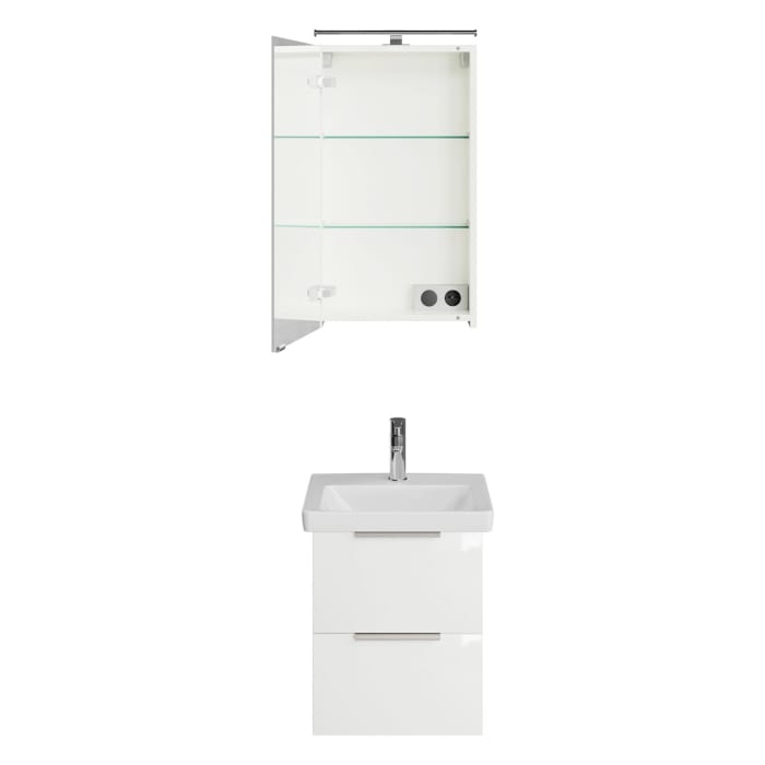 Steinkamp Living 2.0 / Villeroy & Boch Subway 3.0 Badmöbel Set 50 cm mit Spiegelschrank