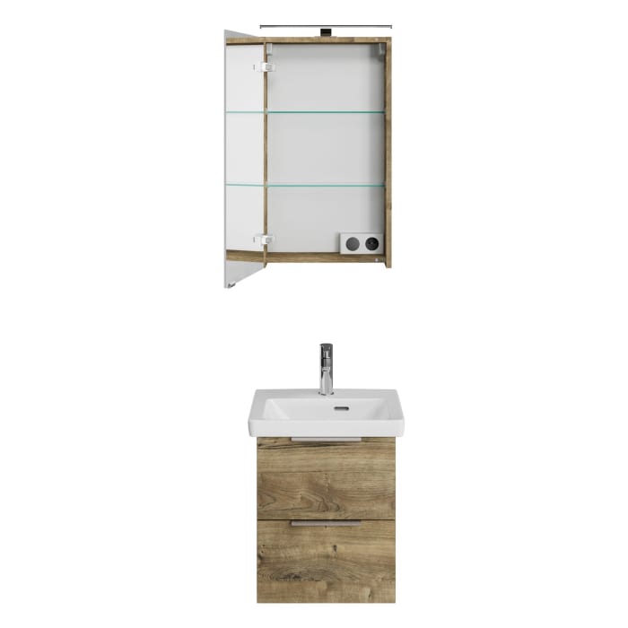 Steinkamp Living 2.0 / Villeroy & Boch Subway 3.0 Badmöbel Set 50 cm mit Spiegelschrank