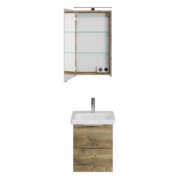 Steinkamp Living 2.0 / Villeroy & Boch Subway 3.0 Badmöbel Set 50 cm mit Spiegelschrank
