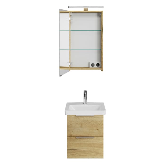 Steinkamp Living 2.0 / Villeroy & Boch Subway 3.0 Badmöbel Set 50 cm mit Spiegelschrank