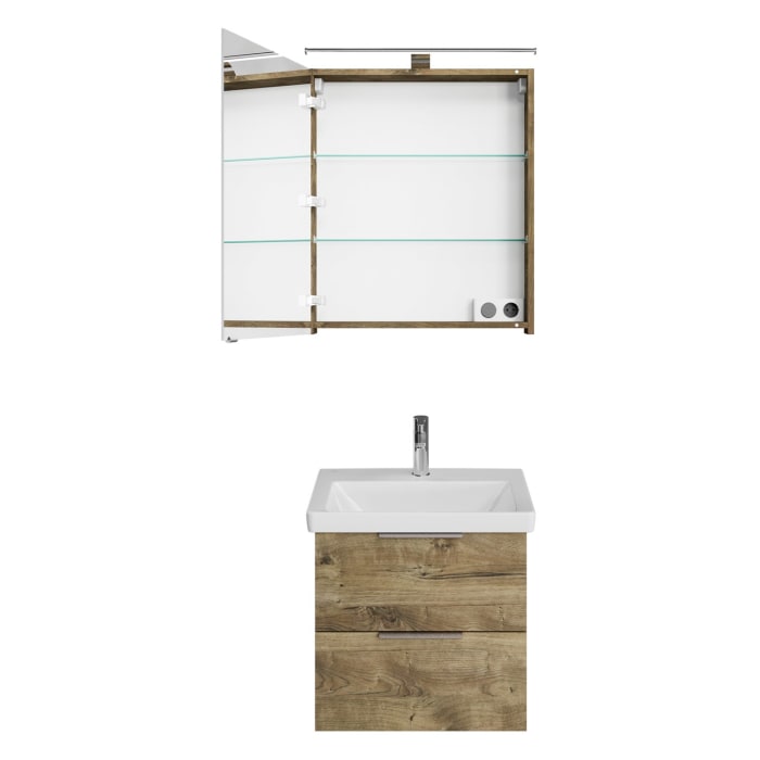 Steinkamp Living 2.0 / Villeroy & Boch Subway 3.0 Badmöbel Set 55 cm mit Spiegelschrank