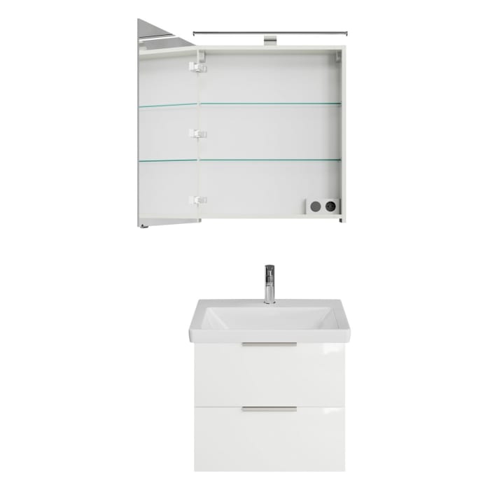 Steinkamp Living 2.0 / Villeroy & Boch Subway 3.0 Badmöbel Set 60 cm mit Spiegelschrank