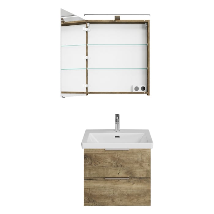 Steinkamp Living 2.0 / Villeroy & Boch Subway 3.0 Badmöbel Set 60 cm mit Spiegelschrank
