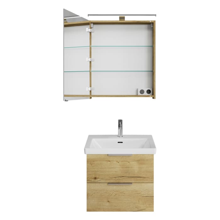 Steinkamp Living 2.0 / Villeroy & Boch Subway 3.0 Badmöbel Set 60 cm mit Spiegelschrank
