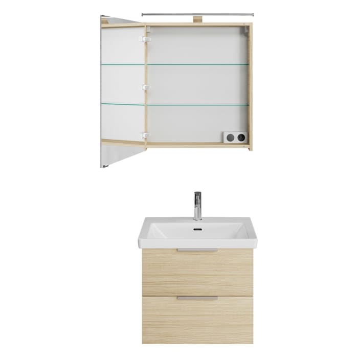 Steinkamp Living 2.0 / Villeroy & Boch Subway 3.0 Badmöbel Set 60 cm mit Spiegelschrank