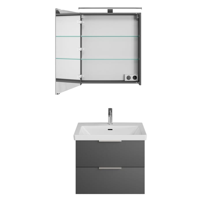 Steinkamp Living 2.0 / Villeroy & Boch Subway 3.0 Badmöbel Set 65 cm mit Spiegelschrank