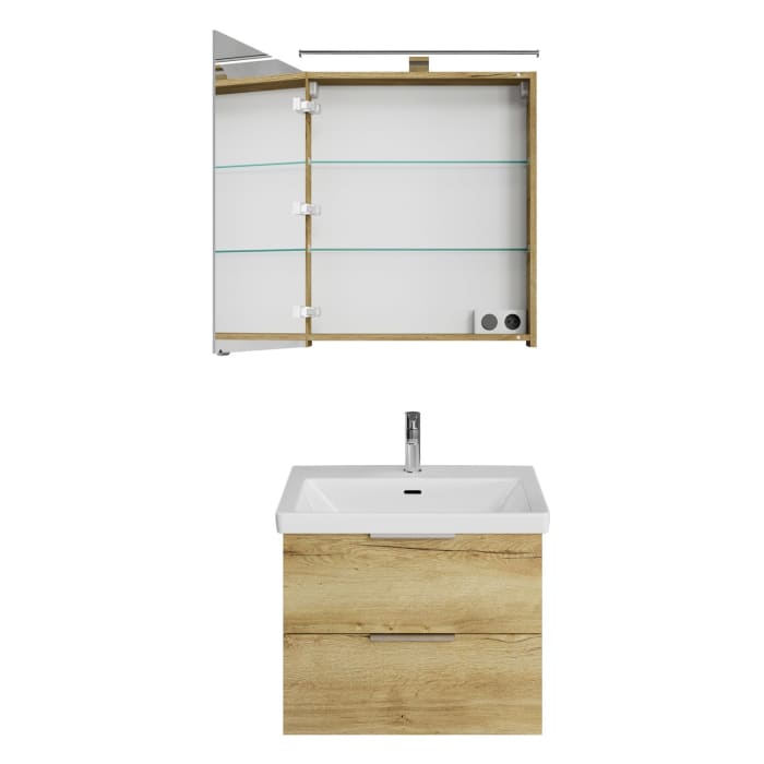 Steinkamp Living 2.0 / Villeroy & Boch Subway 3.0 Badmöbel Set 65 cm mit Spiegelschrank