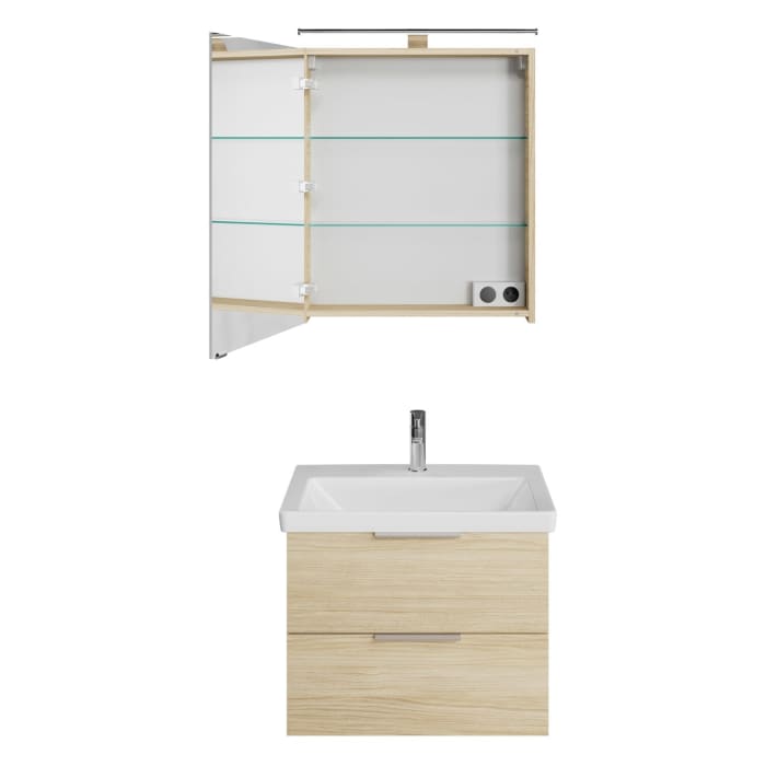 Steinkamp Living 2.0 / Villeroy & Boch Subway 3.0 Badmöbel Set 65 cm mit Spiegelschrank