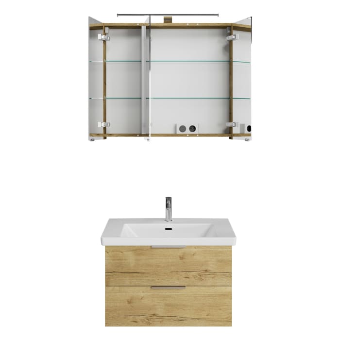 Steinkamp Living 2.0 / Villeroy & Boch Subway 3.0 Badmöbel Set 80 cm mit Spiegelschrank