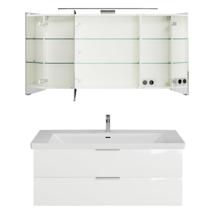 Steinkamp Living 2.0 / Villeroy & Boch Subway 3.0 Badmöbel Set 130 cm mit Spiegelschrank, 3 Türen
