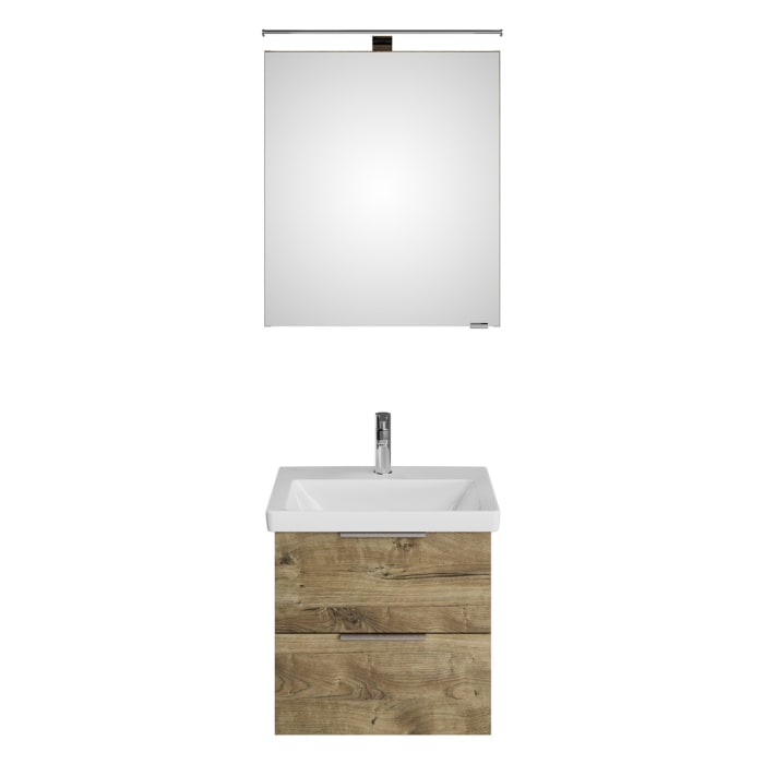 Steinkamp Living 2.0 / Villeroy & Boch Subway 3.0 Badmöbel Set 55 cm mit Spiegelschrank