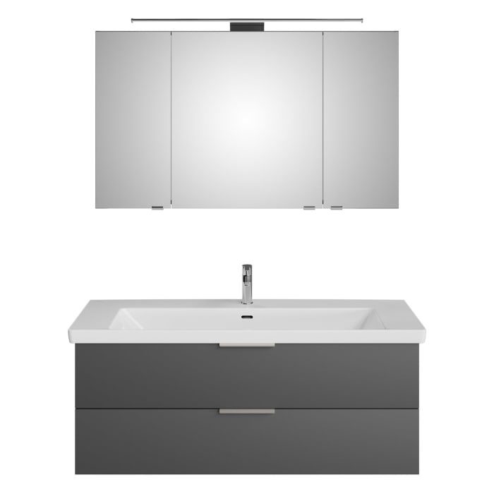 Steinkamp Living 2.0 / Villeroy & Boch Subway 3.0 Badmöbel Set 130 cm mit Spiegelschrank, 3 Türen