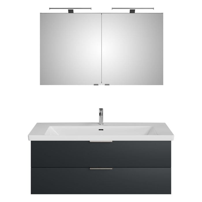 Steinkamp Living 2.0 / Villeroy & Boch Subway 3.0 Badmöbel Set 130 cm mit Spiegelschrank, 2 Türen