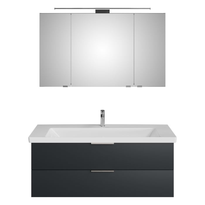 Steinkamp Living 2.0 / Villeroy & Boch Subway 3.0 Badmöbel Set 130 cm mit Spiegelschrank, 3 Türen