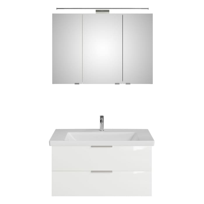 Steinkamp Living 2.0 / Villeroy & Boch Subway 3.0 Badmöbel Set 100 cm mit Spiegelschrank