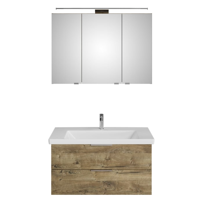 Steinkamp Living 2.0 / Villeroy & Boch Subway 3.0 Badmöbel Set 100 cm mit Spiegelschrank