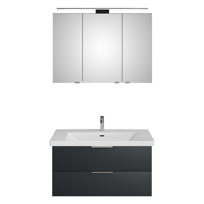 Steinkamp Living 2.0 / Villeroy & Boch Subway 3.0 Badmöbel Set 100 cm mit Spiegelschrank