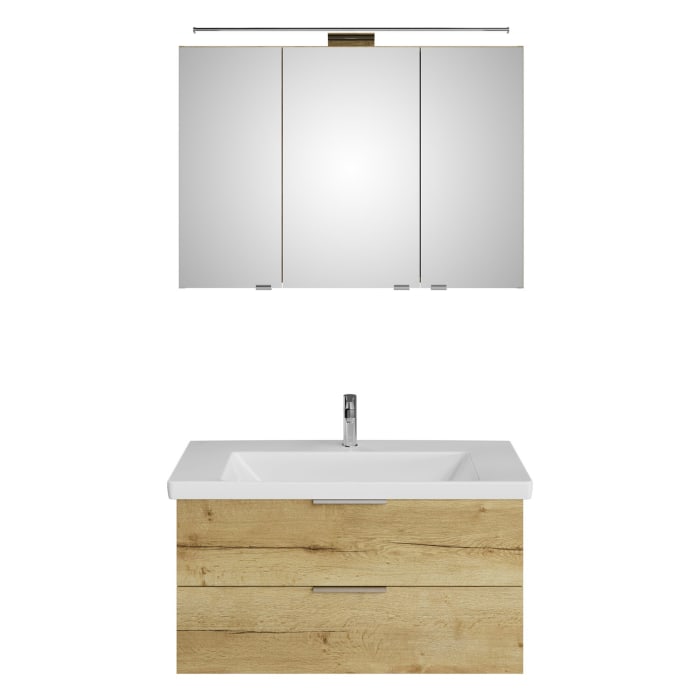 Steinkamp Living 2.0 / Villeroy & Boch Subway 3.0 Badmöbel Set 100 cm mit Spiegelschrank