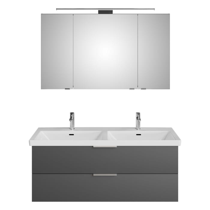Steinkamp Living 2.0 / Villeroy & Boch Subway 3.0 Badmöbel Set 130 cm mit Spiegelschrank, 3 Türen