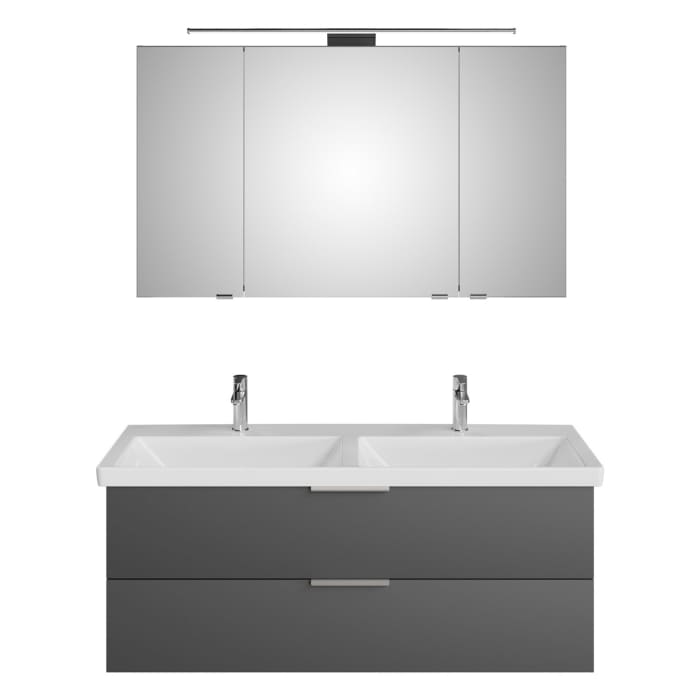 Steinkamp Living 2.0 / Villeroy & Boch Subway 3.0 Badmöbel Set 130 cm mit Spiegelschrank, 3 Türen