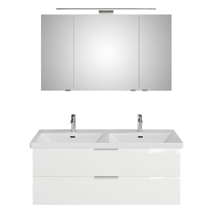 Steinkamp Living 2.0 / Villeroy & Boch Subway 3.0 Badmöbel Set 130 cm mit Spiegelschrank, 3 Türen