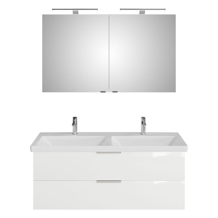 Steinkamp Living 2.0 / Villeroy & Boch Subway 3.0 Badmöbel Set 130 cm mit Spiegelschrank, 2 Türen