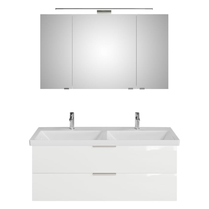 Steinkamp Living 2.0 / Villeroy & Boch Subway 3.0 Badmöbel Set 130 cm mit Spiegelschrank, 3 Türen