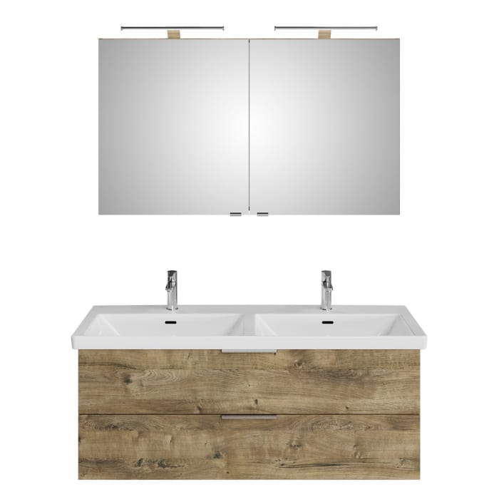 Steinkamp Living 2.0 / Villeroy & Boch Subway 3.0 Badmöbel Set 130 cm mit Spiegelschrank, 2 Türen