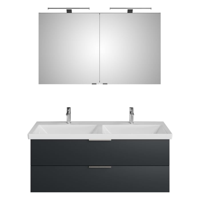 Steinkamp Living 2.0 / Villeroy & Boch Subway 3.0 Badmöbel Set 130 cm mit Spiegelschrank, 2 Türen