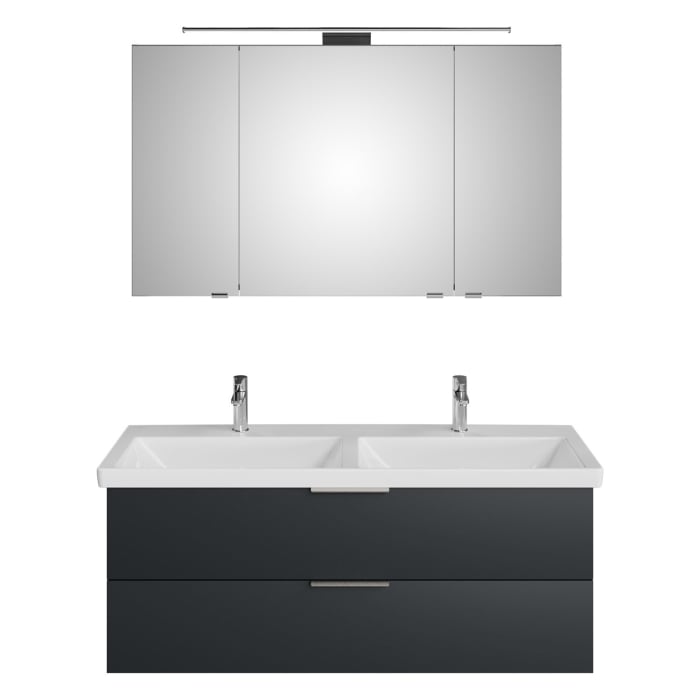 Steinkamp Living 2.0 / Villeroy & Boch Subway 3.0 Badmöbel Set 130 cm mit Spiegelschrank, 3 Türen