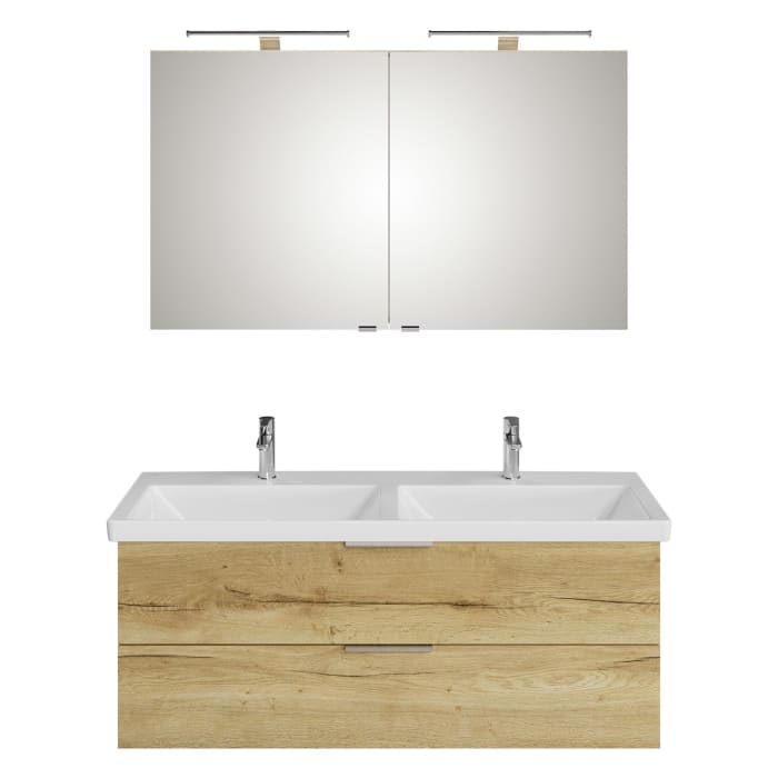 Steinkamp Living 2.0 / Villeroy & Boch Subway 3.0 Badmöbel Set 130 cm mit Spiegelschrank, 2 Türen
