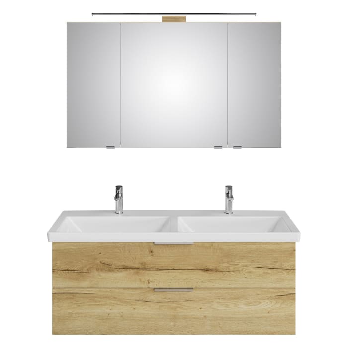 Steinkamp Living 2.0 / Villeroy & Boch Subway 3.0 Badmöbel Set 130 cm mit Spiegelschrank, 3 Türen