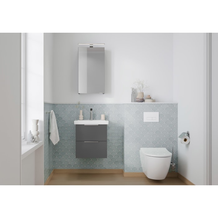 Steinkamp Living 2.0 / Villeroy & Boch Subway 3.0 Badmöbel Set 50 cm mit Spiegelschrank