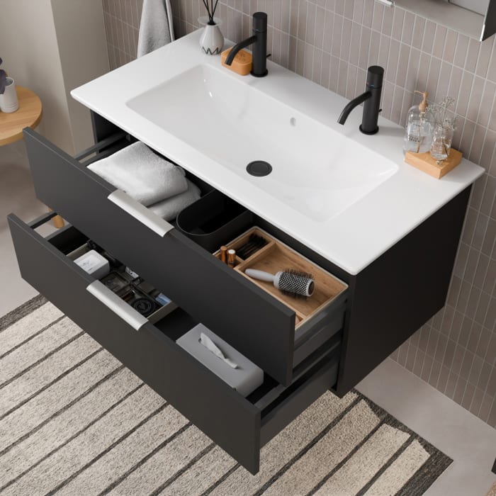 Steinkamp Living 2.0 / Villeroy & Boch Venticello Badmöbel Set 120 cm mit Spiegelschrank, 2 Türen