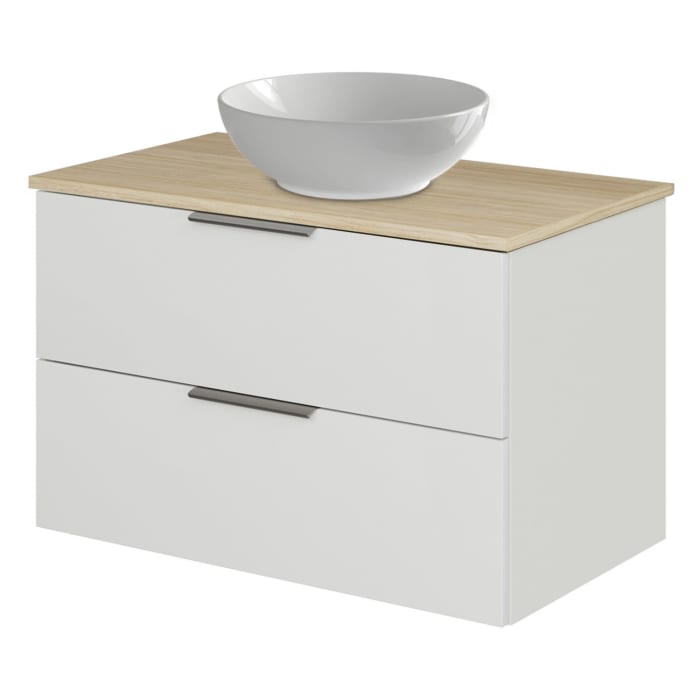 Steinkamp Living 2.0 / Villeroy & Boch Loop & Friends Aufsatzwaschtisch mit Waschtischunterschrank 79 cm