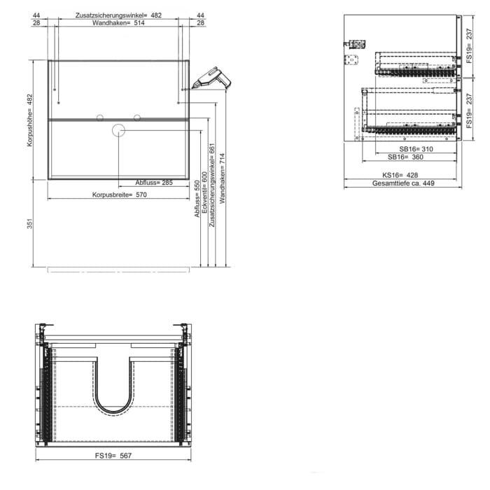 Steinkamp Living 2.0 / Villeroy & Boch Loop & Friends Aufsatzwaschtisch mit Waschtischunterschrank 59 cm