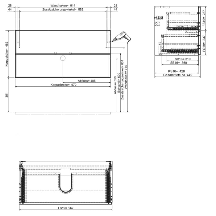 Steinkamp Living 2.0 / Villeroy & Boch Loop & Friends Aufsatzwaschtisch mit Waschtischunterschrank 99 cm