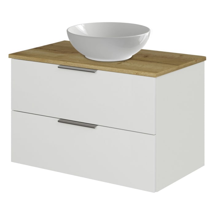 Steinkamp Living 2.0 / Villeroy & Boch Loop & Friends Aufsatzwaschtisch mit Waschtischunterschrank 79 cm