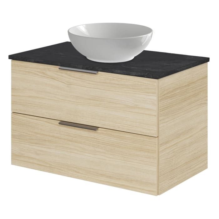 Steinkamp Living 2.0 / Villeroy & Boch Loop & Friends Aufsatzwaschtisch mit Waschtischunterschrank 79 cm