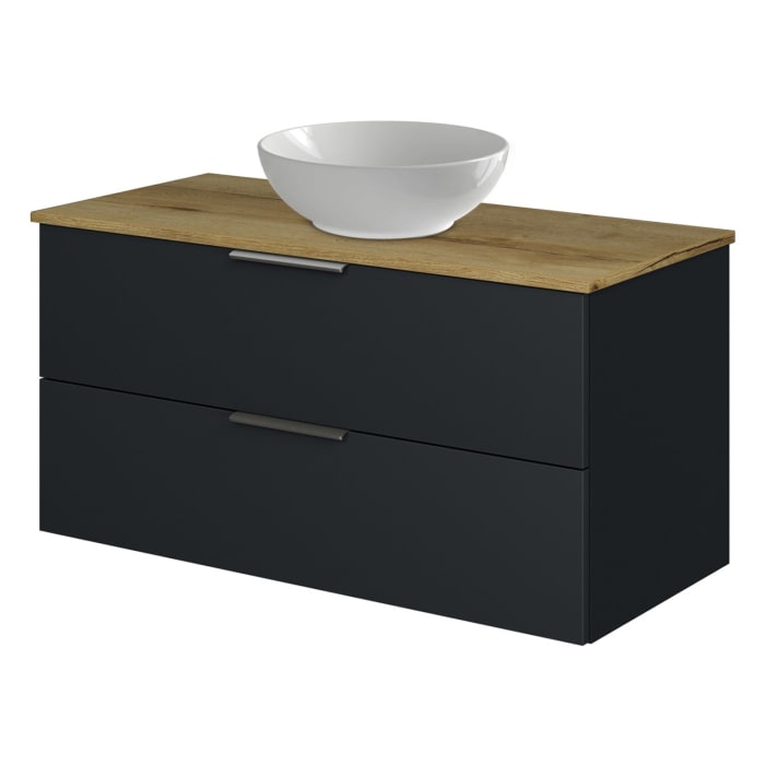 Steinkamp Living 2.0 / Villeroy & Boch Loop & Friends Aufsatzwaschtisch mit Waschtischunterschrank 99 cm
