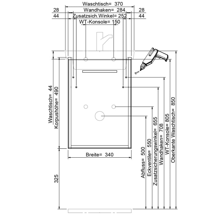 Steinkamp Living 2.0 Waschtischunterschrank für Villeroy & Boch Subway 3.0 Waschtisch 37 cm