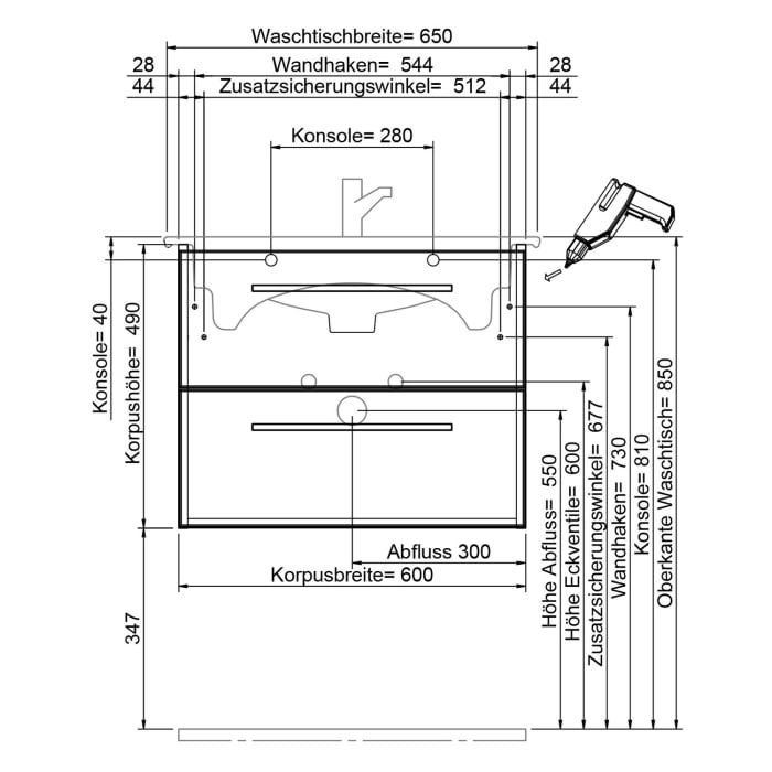 Steinkamp Living 2.0 Waschtischunterschrank für Villeroy & Boch Venticello Waschtisch 65,5 cm