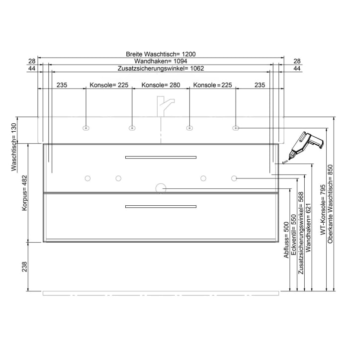 Steinkamp Living 2.0 Waschtischunterschrank für Duravit Vero Waschtisch 120 cm